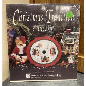 Mini Tree Skirt Kit 9 Inch Vintage Train Ice Skaters 1913 Designs for The Needle